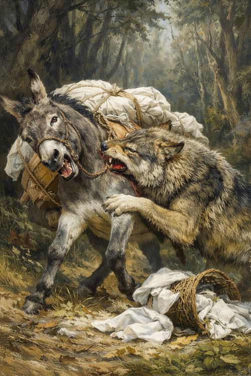 Le loup vorace se jeta sur l'âne serviable