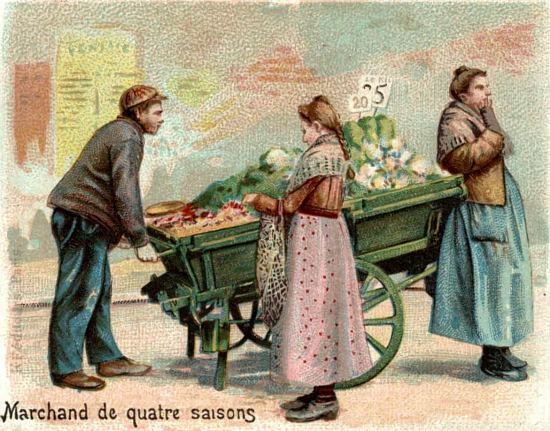 Marchand des quatre-saisons. Chromolithographie publicitaire du début du XXe siècle