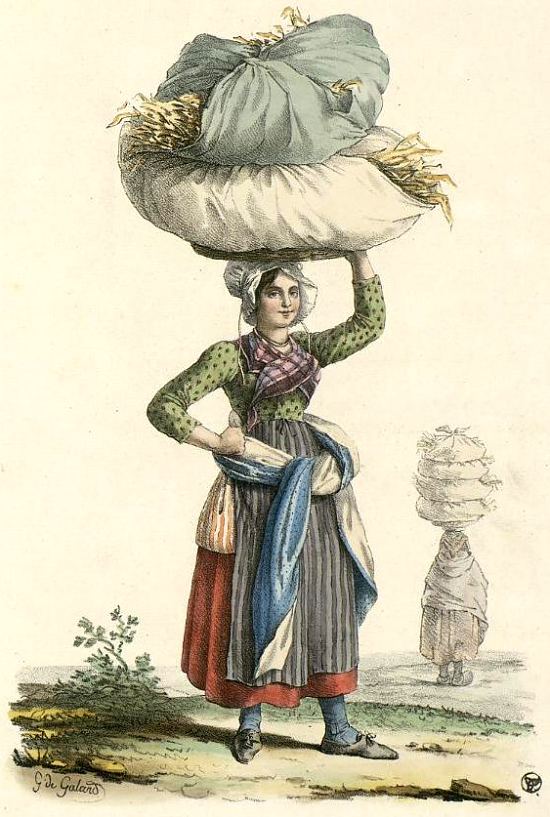 Marchande de paille. Lithographie de Gustave de Galard publiée dans L'Album Bordelais ou Caprices (1823)