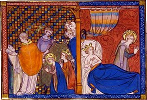 Mariage de Louis IX et de Marguerite de Provence. Saint Louis pratiquant l'abstinence