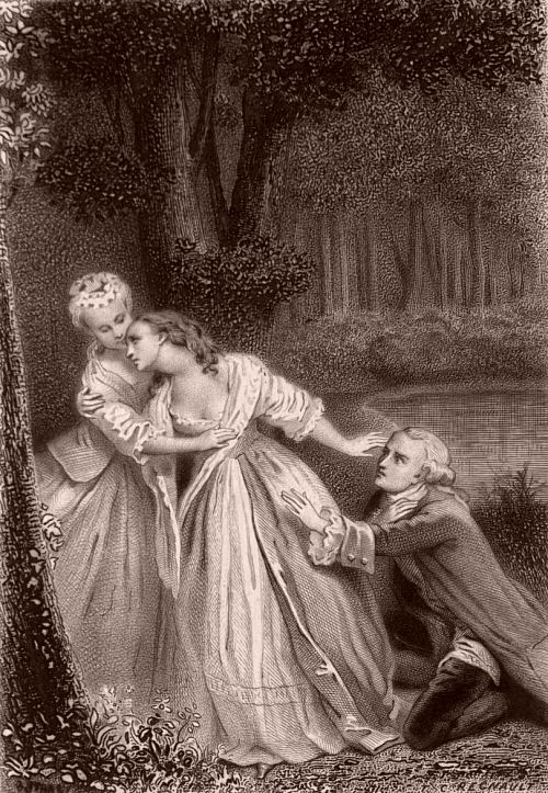 Histoire du marquis de Cressy (1758). Gravure réalisée d'après un dessin de G. Staal et extraite d'une édition de 1865 des Œuvres de madame Riccoboni