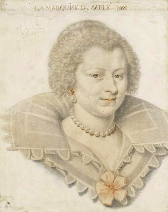 Portrait de Madeleine de Souvré, marquise de Sablé. Dessin réalisé en 1621 par Daniel Dumonstier (1574-1646)