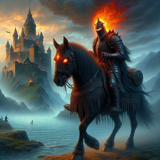 Le diable chevauchant sa mule noire approche du château de Marsais