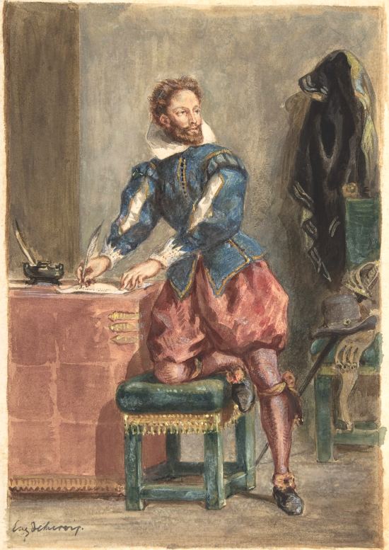 Mathurin Régnier. Aquarelle d'Eugène Delacroix (1846)