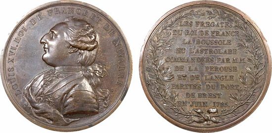 Médaille frappée en 1785 en l'honneur de l'expédition de La Pérouse