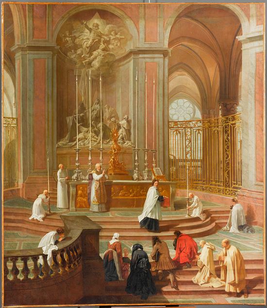 La messe du chanoine Antoine de La Porte. Peinture de Jean Jouvenet (vers 1710)