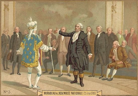 Mirabeau à l'Assemblée nationale le 23 juin 1789. Chromolithographie du début du XXe siècle
