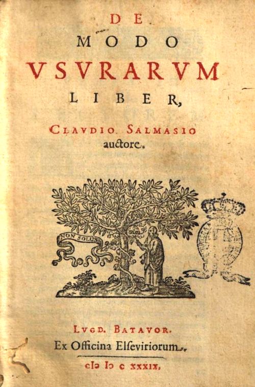 De modo usurarum liber par Claude Saumaise, paru en 1639