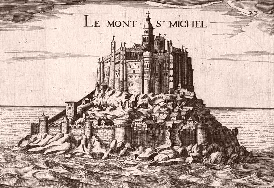 Le Mont Saint-Michel. Gravure exécutée en 1634 par Christophe Tassin
