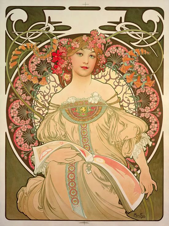 Rêverie. Lithographie d'Alphonse Mucha (1898)