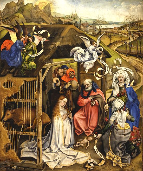 La Nativité. Peinture de Robert Campin (vers 1420)