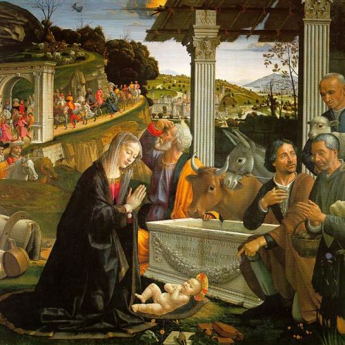 Adoration de bergers. Peinture de Domenico Ghirlandaio (vers 1485)