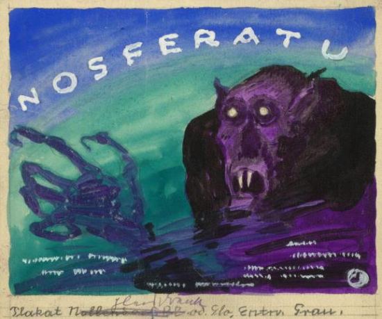 Nosferatu (1922). Aquarelle sur carton d'Albin Grau (1884-1971)