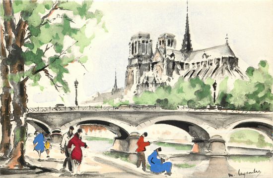 Notre-Dame-de-Paris. Aquarelle de Maurice Legendre