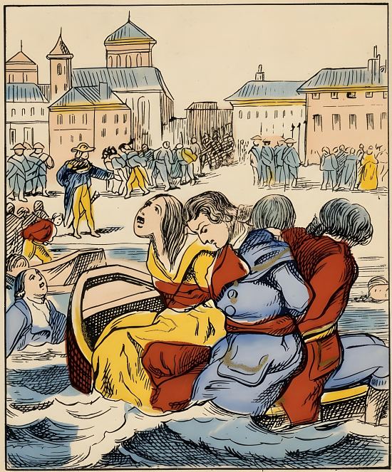 Noyades de Nantes. Illustration de Jules Pacher extraite d'une édition de la fin du XIXe siècle de l'Histoire de France depuis les temps les plus reculés jusqu'à nos jours par Victor Duruy