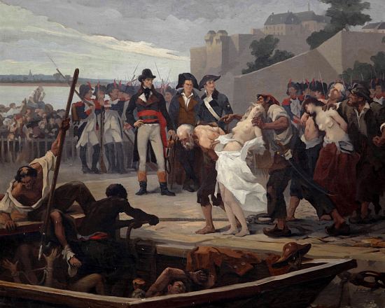 Les noyades de Nantes. Peinture de Joseph Aubert (fin du XIXe siècle)