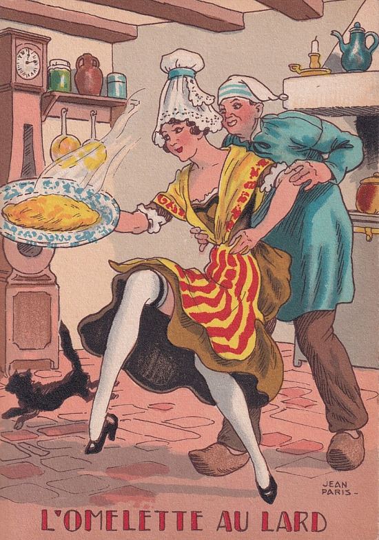 Chromolithographie de la série Nos plats régionaux (1946). Illustration de Jean Paris