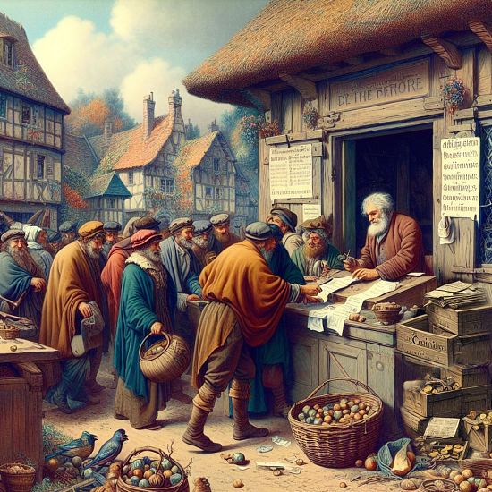 Paiement de d'impôt au Moyen Âge
