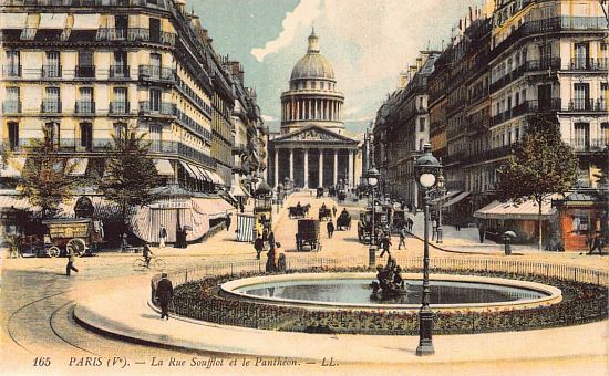 La rue Soufflot et le Panthéon, à Paris, à la fin du XIXe siècle