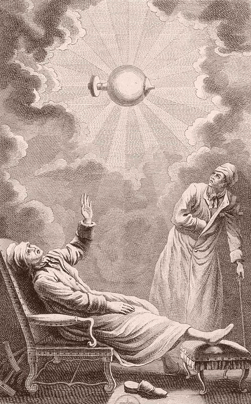 Frontispice de Guérison de la paralysie par l'électricité par l'abbé Sans (1772)