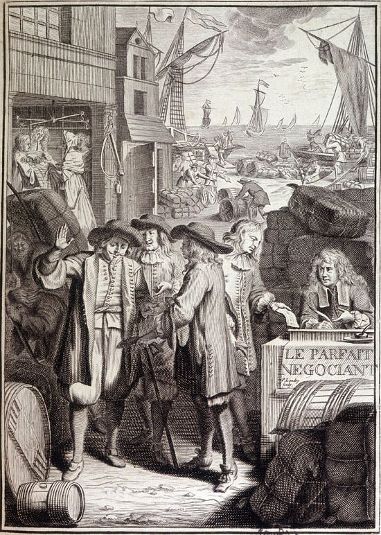 Frontispice du Parfait négociant, ouvrage de Jacques Savary publié en 1675