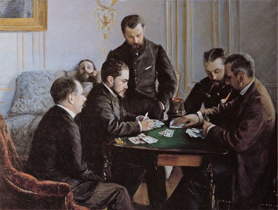La Partie de bésigue. Peinture de Gustave Caillebotte (vers 1881)