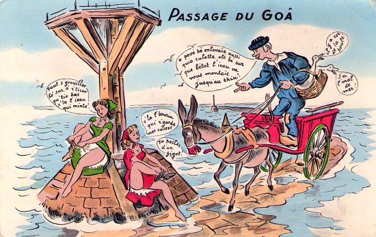 Passage du Gois (Vendée). Carte humoristique de 1960