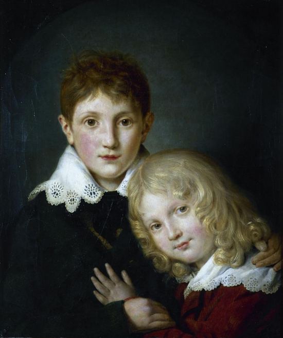 Paul (1804-1880) et Alfred (1810-1857) de Musset enfants. Peinture de Fortuné Dufau (1815)