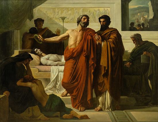 Périclès au lit de mort de son fils. Huile sur toile de François Chifflart (1851)