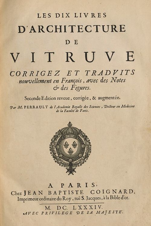 Les dix livres d'architecture de Vitruve, traduits par Claude Perrault. Édition de 1684
