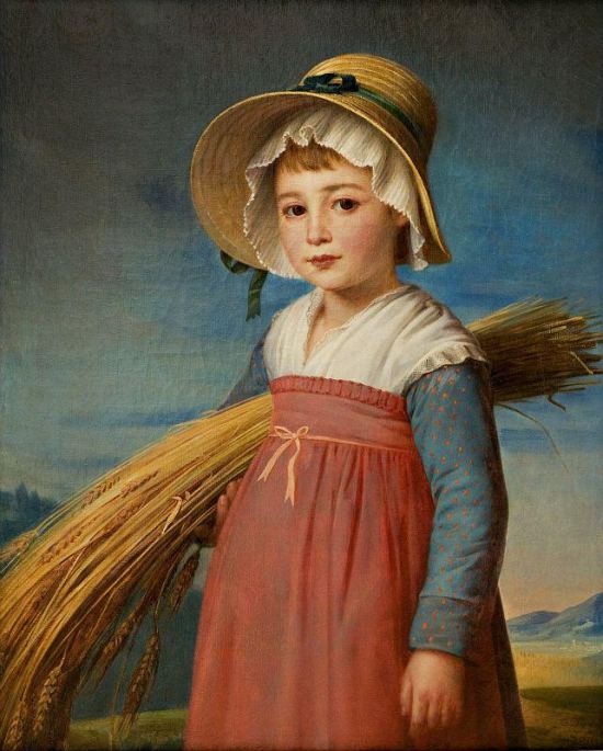 La petite glaneuse. Peinture de Christophe Degeorge (premier quart du XIXe siècle)