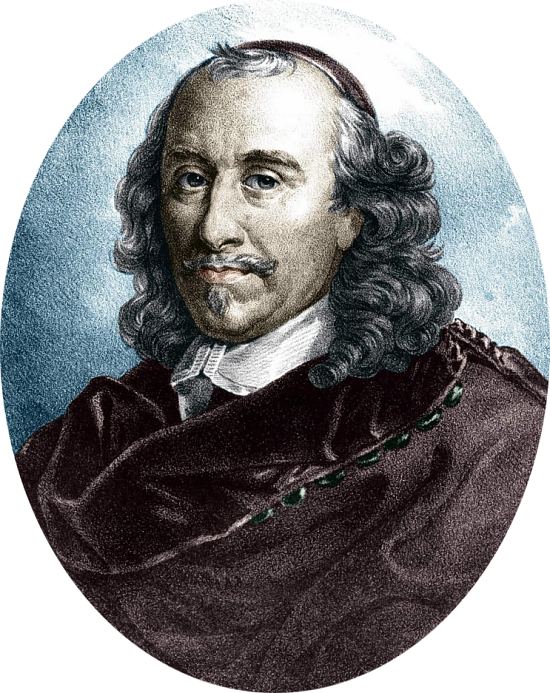 Pierre Corneille (1606-1684). Gravure réalisée en 1821 d'après le portrait original du Théâtre-Français et colorisée ultérieurement