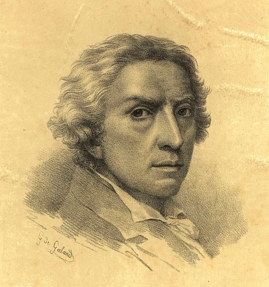 Pierre Lacour (père). Lithographie de Gustave de Galard publiée dans L'Album Bordelais ou Caprices (1823)