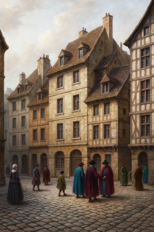 Représentation de la place de Fourcy (aujourd'hui place de l'Estrapade) dans le 5e arrondissement de Paris, où vécut et mourut Claude Perrault