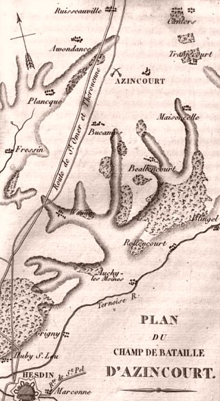 Plan du champ de bataille d'Azincourt