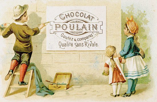 Chromolithographie publicitaire pour le chocolat Poulain