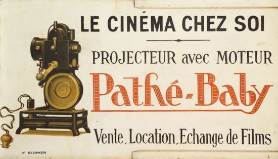 Projecteur Pathé-Baby : enseigne publicitaire de 1925