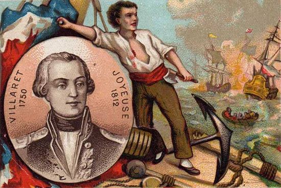 L'amiral Thomas Villaret de Joyeuse. Chromolithographie publicitaire datant de la fin du XIXe siècle