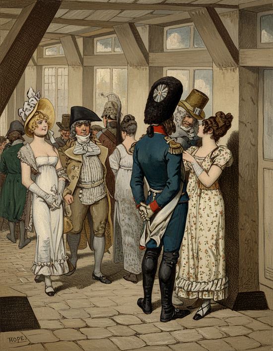 Le Directoire échoue dans la confection d'une loi répressive des désordres de la prostitution. Gravure (colorisée ultérieurement) de Hope (pseudonyme de Léon Choubrac) extraite de Folles de leur corps (par Alfred Carel), paru en 1884