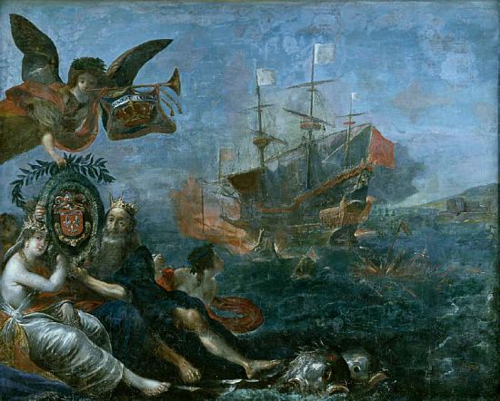 Ravitaillement de l'île de Ré par Claude de Razilly, 1627. Peinture de Claude Vignon (1642)