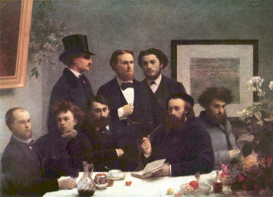 Un coin de table. Peinture de Henri Fantin-Latour (1872). Paul Verlaine et Arthur Rimbaud sont assis à gauche