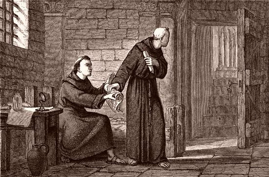 Roger Bacon, emprisonné à Paris, envoie en secret, à la demande du pape Clément IV et malgré les interdits, le manuscrit de son Opus majus en passant par un messager