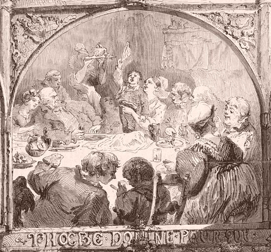 Fête des Rois en Normandie. Détail d'une gravure d'Edmond Morin publiée dans Le Monde illustré du 9 janvier 1858