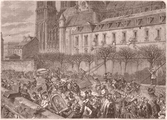 Sac de l'archevêché de Notre-Dame de Paris le 14 février 1831. Gravure parue en 1883