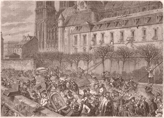 Sac de l'archevêché de Notre-Dame de Paris le 14 février 1831. Gravure parue en 1883