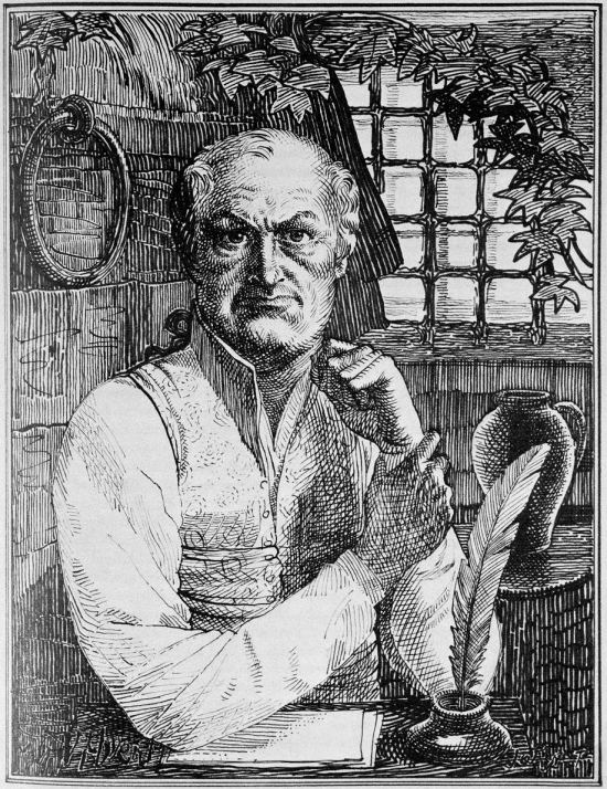 Le marquis de Sade en prison. Dessin de Erich von Götha (pseudonyme de Robin Ray, dessinateur britannique né en 1924) d'après une gravure d'Eustache Lorsay (1822-1871)