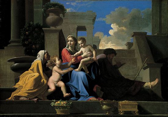 La Sainte Famille à l'escalier. Peinture de Nicolas Poussin (1648)