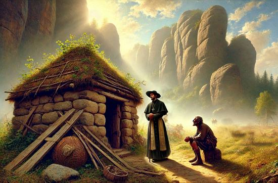 Le vieux Sans-Âme, homme de rancune, était allé tout simplement attendre le curé à la promenade