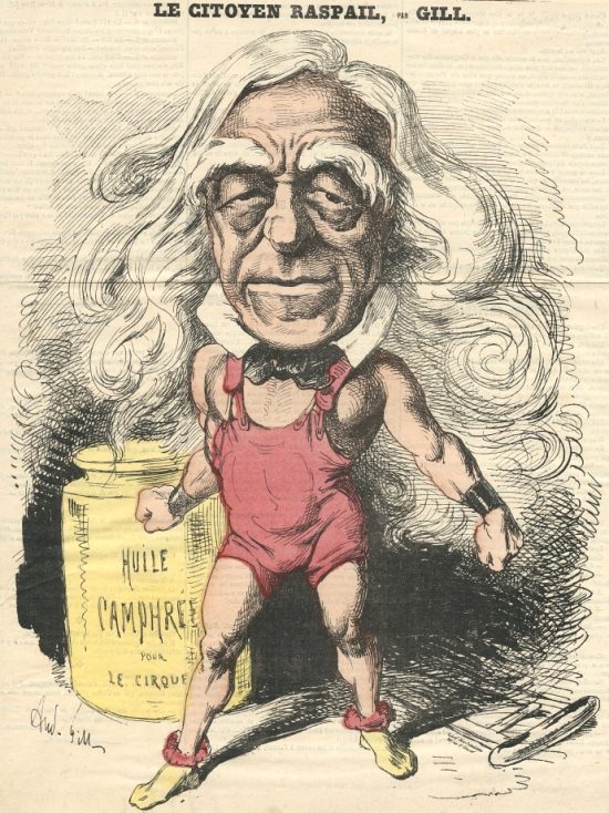 François-Vincent Raspail. Portrait satirique paru dans le journal L'Éclipse du 23 mai 1869