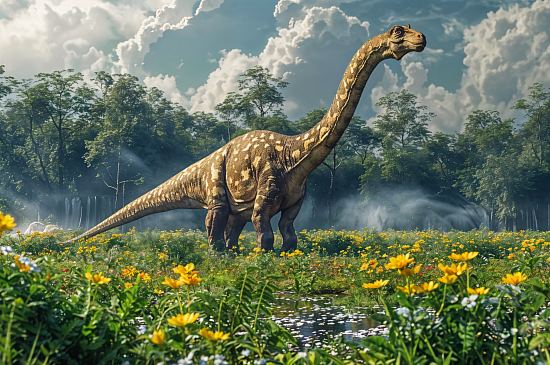 Les sauropodes étaient une espèce de dinosaures herbivores à quatre pattes, connus pour leur long cou et leur queue immense